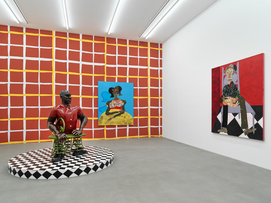 Installation view, Tschabalala Self, Spaces and Places, Galerie Eva Presenhuber, Zurich, Maag Areal, 2023. Courtesy the artist and Galerie Eva Presenhuber, Zurich / Vienna Photo: Stefan Altenburger Photography, Zürich