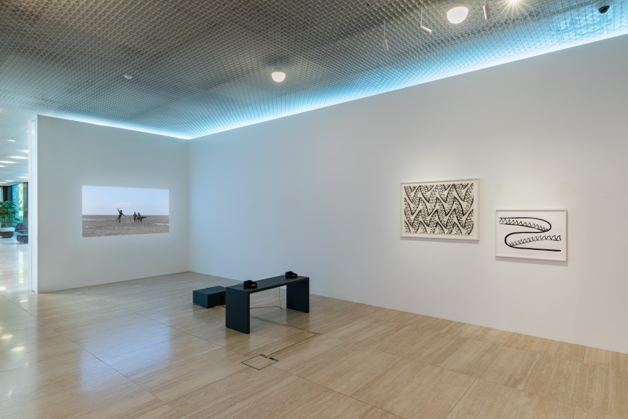 Left: Nicole Bachmann, shell of hope, in cycles, 2022. Middle: Sam Porritt, Springing Traps, 2021. Right: Sam Porritt, Lying in Weight, 2019. Photo: Kilian Bannwart