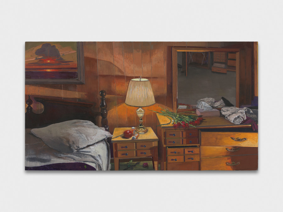 Michelle Uckotter, slide mountain, 2024, oil pastel on wood panel, 116.84 x 210.82 x 4.5 cm, 46 x 83 x 1 3/4 in.