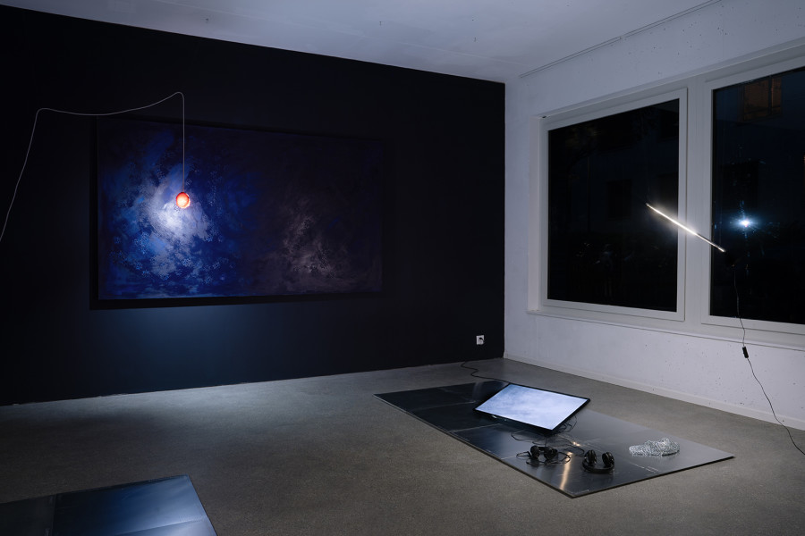 Exhibition view, a night of barely an hour and a half, Alex Ghandour & Juli Sando, Espace 3353, Geneva, 2025. Photo credit: asap slow