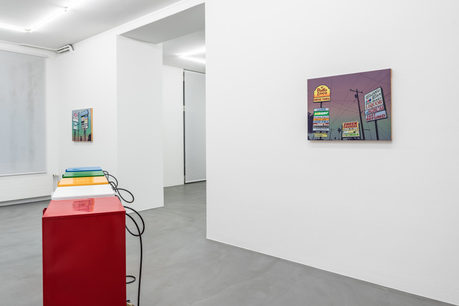 Exhibition view, Rita McBride & Glen Rubsamen, Daily Echo Free Mirror, Mai 36 Galerie, 2023. Photo credits: Peter Baracchi