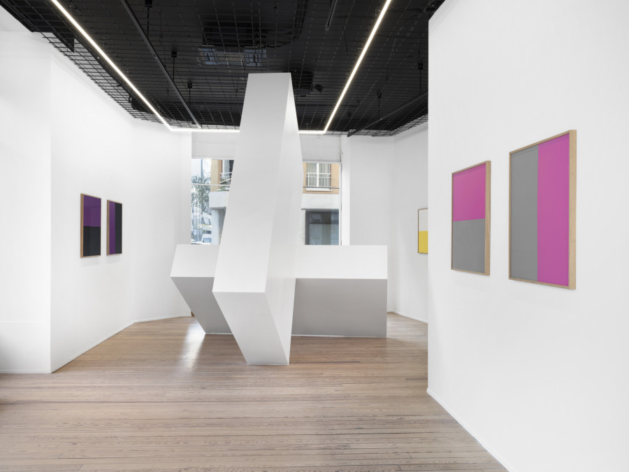 Olivier Mosset, installation views, 2023, galerie lange + pult Geneva. Photo credit: Julien Gremaud