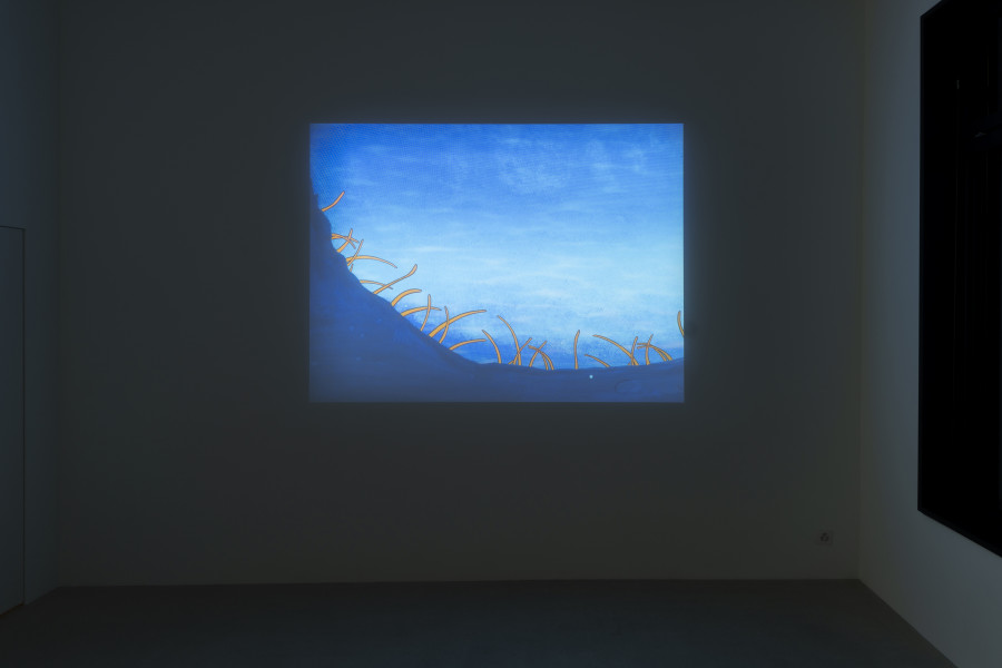 Julian Irlinger, Ludwig, 2024, Digital video, sound, 8 min (loop), Animation: Julian Irlinger; CGI: Alexander Pannier; sound effects: Burkhard Beschow; voices: Dominik Auerbach, Robert Heil; special thanks: Rosario Talevi. Damien & The Love Guru, 2024. Courtesy of the artist and Damien & The Love Guru, Brussels/Zürich. Photo: Claude Barrault