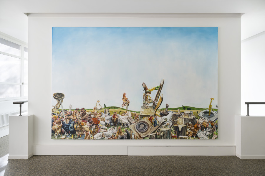 Poules domestique, 2023, Oil on canvas, 210 x 310 cm