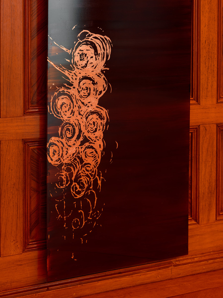 Izidora I LETHE, Deluge (seep, 2026, detail, exhibition view Kunsthaus Langent- hal. Photo: Cedric Mussano, Kunsthaus Langenthal. Courtesy: Izidora I LETHE.