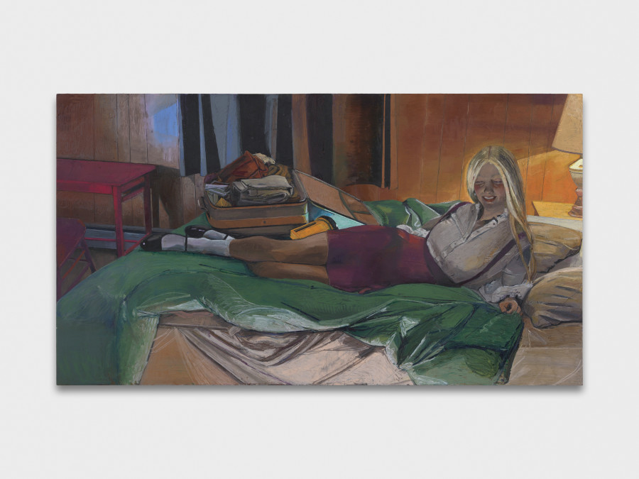 Michelle Uckotter, The Duchess, 2024, oil pastel on panel, 116.84 x 210.82 x 4.5 cm, 46 x 83 x 1 3/4 in.
