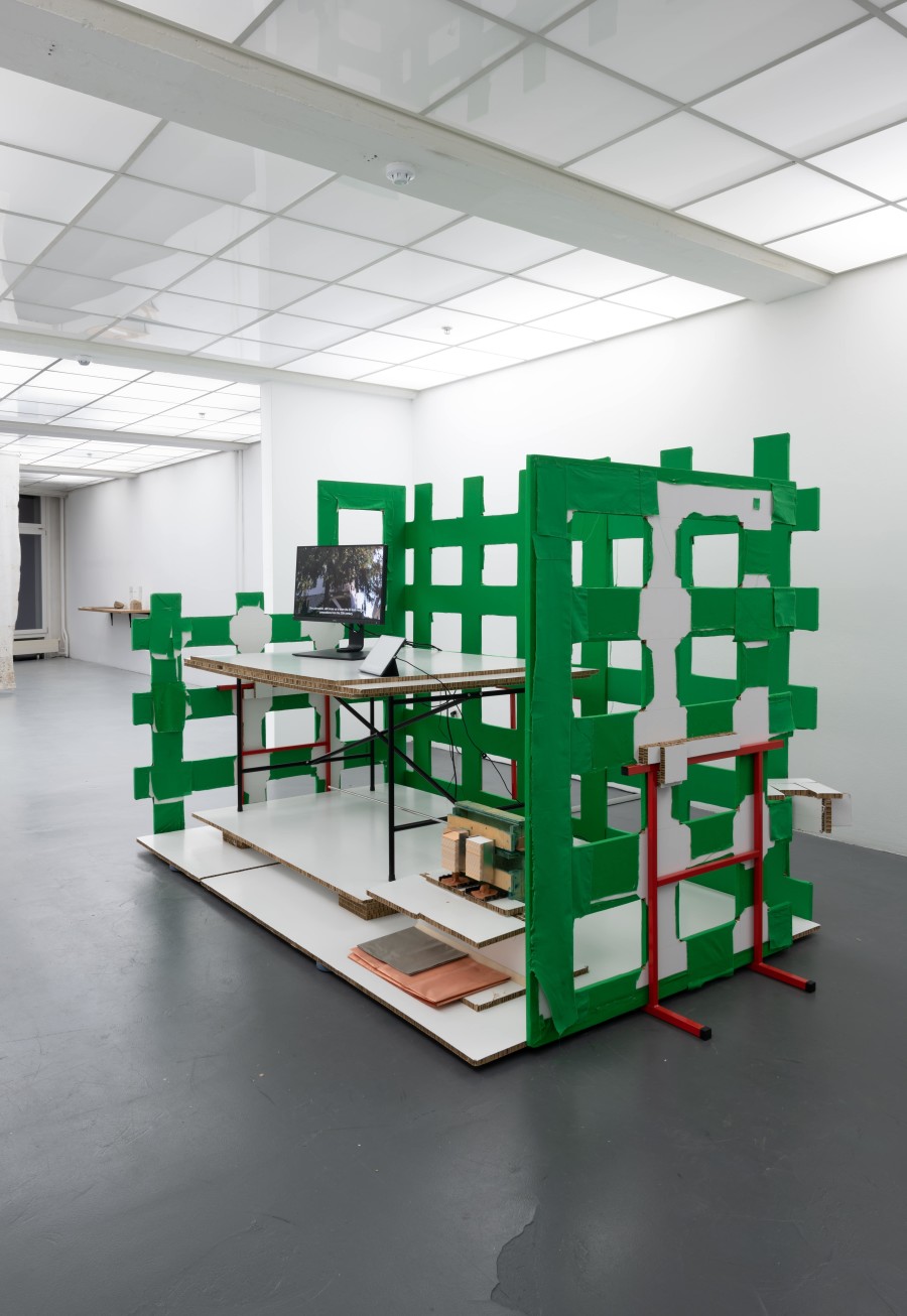 Nicolas Sarmiento, Live reduction, 2022. Installation view Kunsthaus Baselland 2022. Photo: Finn Curry