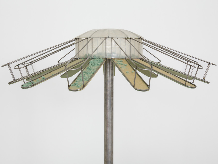 Nearest Pond, Perhaps we should move on to the next world III, 2025. Steel, greenhouse cover, wood fibre insulation. 85 × 130 cm. Photo credit: Philipp Rupp