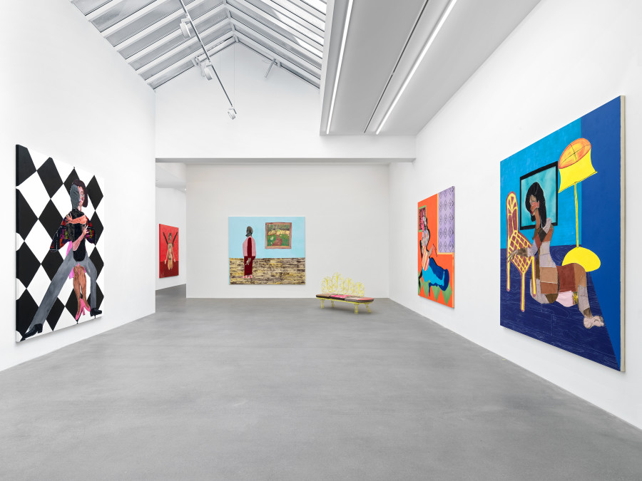 Installation view, Tschabalala Self, Spaces and Places, Galerie Eva Presenhuber, Zurich, Maag Areal, 2023. Courtesy the artist and Galerie Eva Presenhuber, Zurich / Vienna Photo: Stefan Altenburger Photography, Zürich