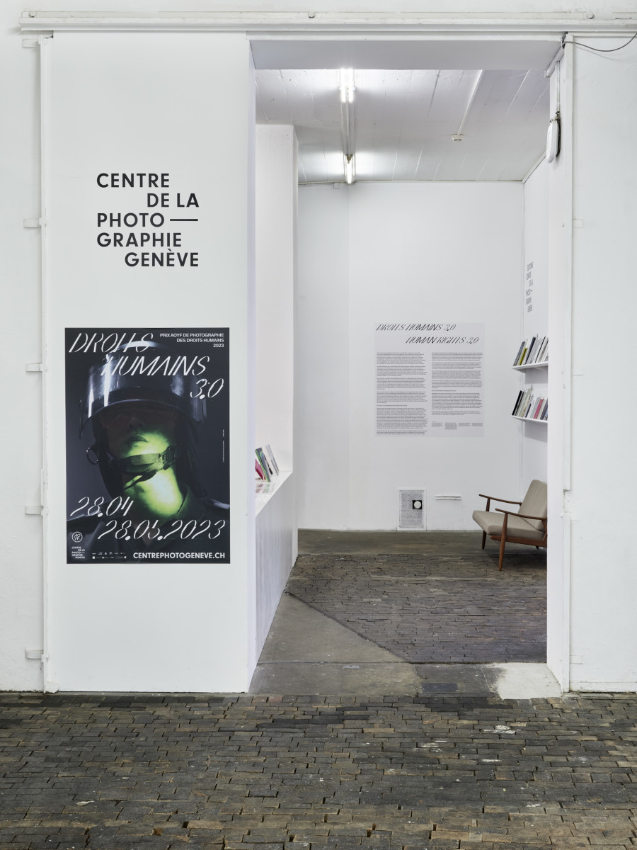 Installation view, AOYF Human Rights Photography Prize, CPG Geneva, 2023. Photo credit: Léonard Rossi