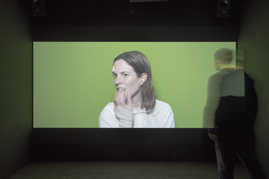 Johanna Müller, Who the f*** is Karen? (don't show feelings), 2022, Exhibition view «UBERMORGEN, Johanna Müller, Giulia Essyad. Swiss Media Art – Pax Art Awards 2023», 2024, HEK, photo: Franz Wamhof