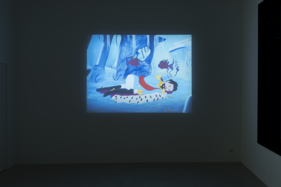 Julian Irlinger, Ludwig, 2024, Digital video, sound, 8 min (loop), Animation: Julian Irlinger; CGI: Alexander Pannier; sound effects: Burkhard Beschow; voices: Dominik Auerbach, Robert Heil; special thanks: Rosario Talevi. Damien & The Love Guru, 2024. Courtesy of the artist and Damien & The Love Guru, Brussels/Zürich. Photo: Claude Barrault