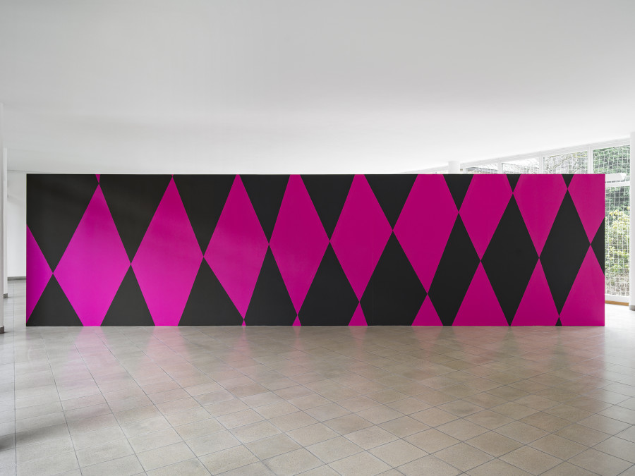 Sophie Gogl die grosse magenta farbene Teenie, 2023 Holz, Dispersionsfarbe / 5 Wood, emul- sion paint die knusprige Nichte Ausstellungsansicht / installation view Kunsthaus Glarus, 2023 Alle Werke / all works courtesy die Kunstlerin / the artist and / und KOW, Berlin Alle Fotos / all images: Cedric Mussano