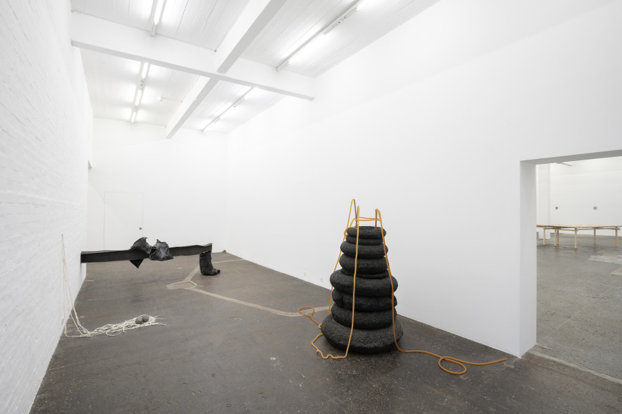 Sofía Salazar Rosales, «Imagínate vivir en Suiza y perderte esto», exhibition view, 2025. Photo: Kunst Halle Sankt Gallen, E. Sommer. Courtesy: the artist and ChertLüdde, Berlin.