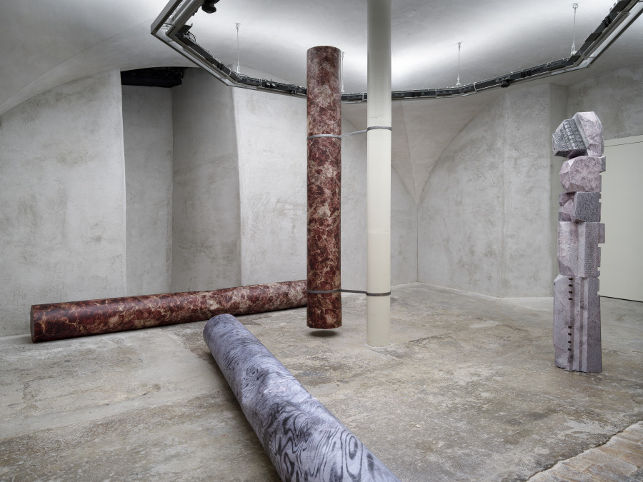 Exhibition view Ceylan Öztrük «Pink Tabula Rasa», Cabaret Voltaire 2023. Photo: Cedric Mussano.