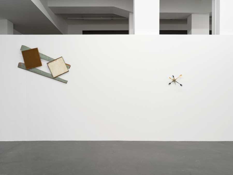 Bernhard Schobinger, Instabile Flächen, 1984, Wood, paint, 73 x 156 x 5 cm; Untitled, 1980, Plastic, 38 x 45.5 x 6.5 cm