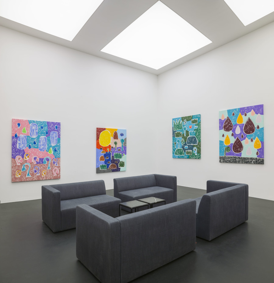 Installation View, Olaf Breuning: BIG DROPS at von Bartha, S-chanf, 27 March – 29 May 2021. Image courtesy the artist and von Bartha. Photo: Simon Schwyzer.