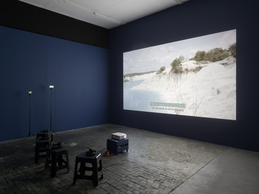 Installation view, Riar Rizaldi, A Phantom Ride of the Sunda Plate, Centre de la photographie Genève (CPG), 2023-2024. Photo credit: Annik Wetter