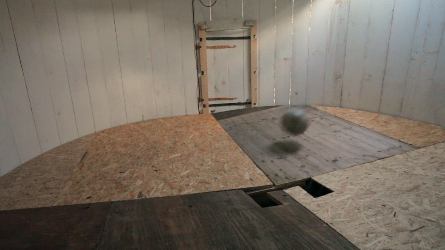 Exhibition view, R. Sebastian Schachinger, Der sichere Steinwurf lernt sich das durch das Ballspiel, SALTS, 2024. Photo credit: R. Sebastian Schachinger