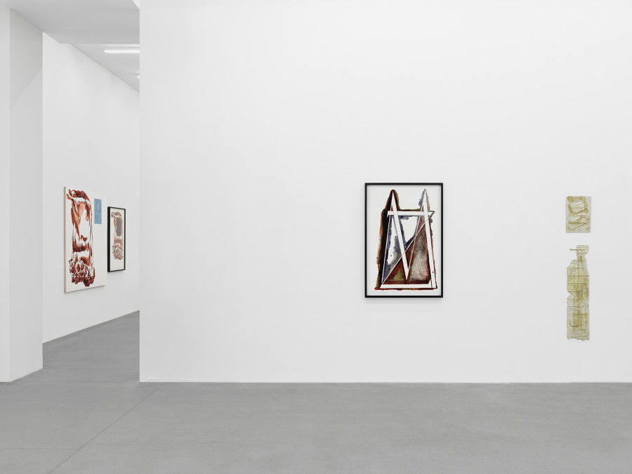 Installation view, Matias Faldbakken, Abstracts and Pewter Abstracts, Galerie Eva Presenhuber, Waldmannstrasse, Zurich, 2025. © Matias Faldbakken. Courtesy the artist and Galerie Eva Presenhuber, Zurich / Vienna. Photo: Stefan Altenburger Photography, Zürich