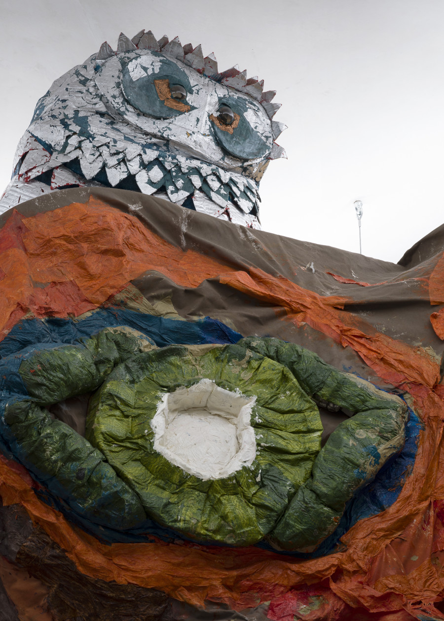 Exhibition view Monster Chetwynd «Profusion Protrusion», Cabaret Voltaire 2023; Monster Chetwynd, Il Tetto (detail), 2017. Photo: Cedric Mussano.