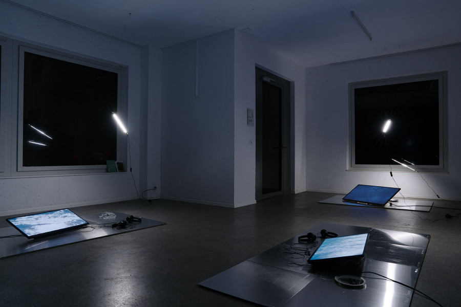 Exhibition view, a night of barely an hour and a half, Alex Ghandour & Juli Sando, Espace 3353, Geneva, 2025. Photo credit: asap slow