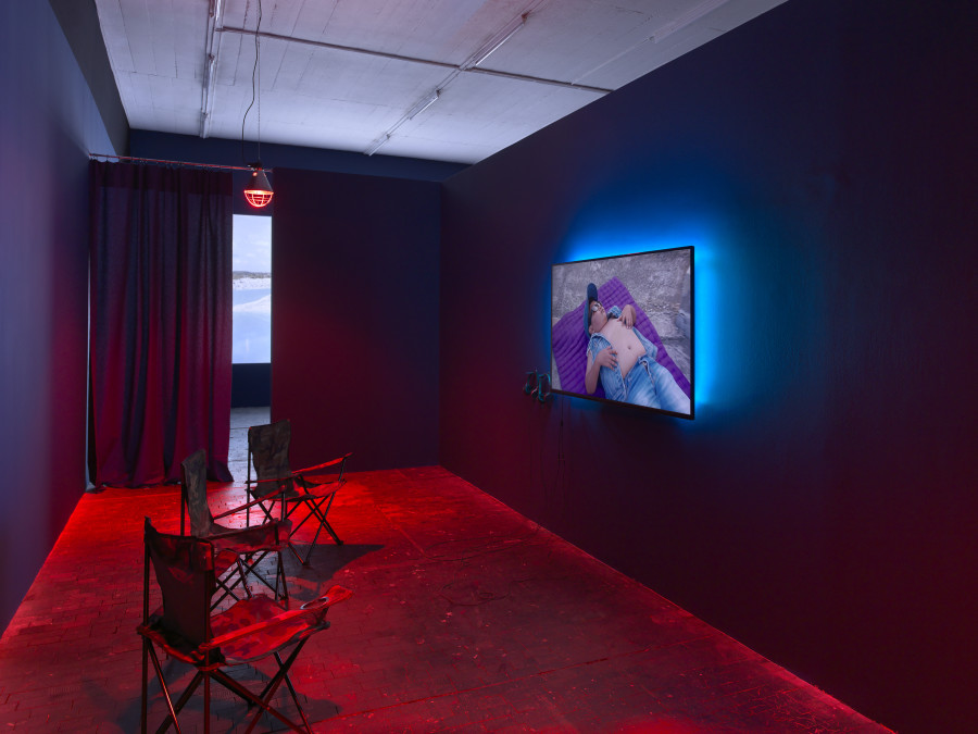 Installation view, Riar Rizaldi, A Phantom Ride of the Sunda Plate, Centre de la photographie Genève (CPG), 2023-2024. Photo credit: Annik Wetter