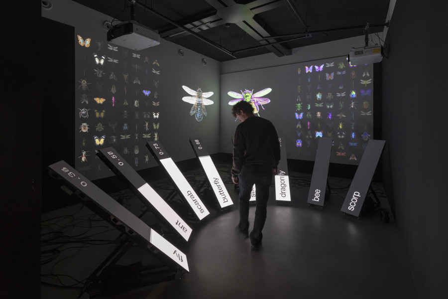 Dotdotdot, Data Bugs – AI is a mirror, 2024, «Other Intelligences», 2025, HEK, photo: Franz Wamhof
