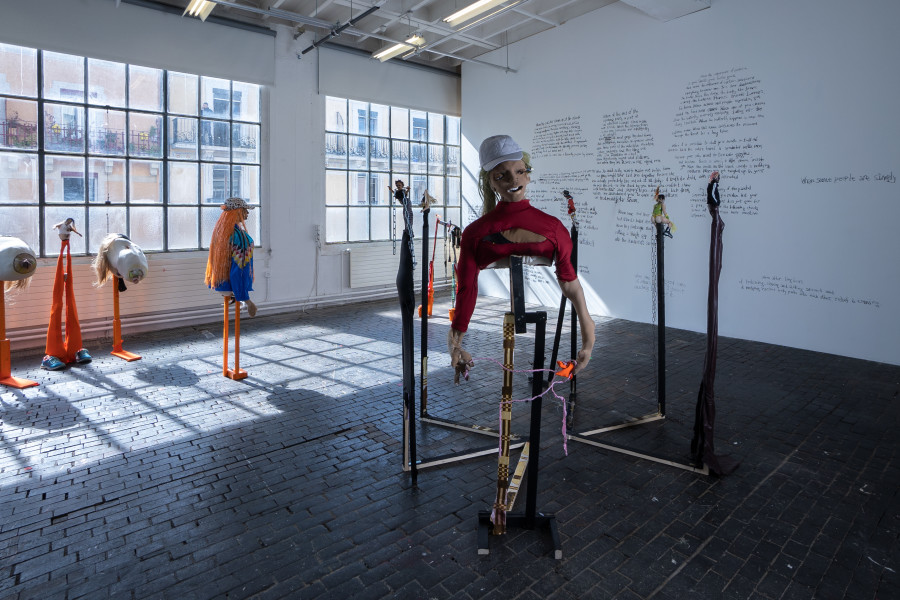 Exhibition view of The Puppet Show at Centre d’Art Contemporain Genève (March 5, 2022‒April 17, 2022). © Centre d’Art Contemporain Genève. Photo: Julien Girard