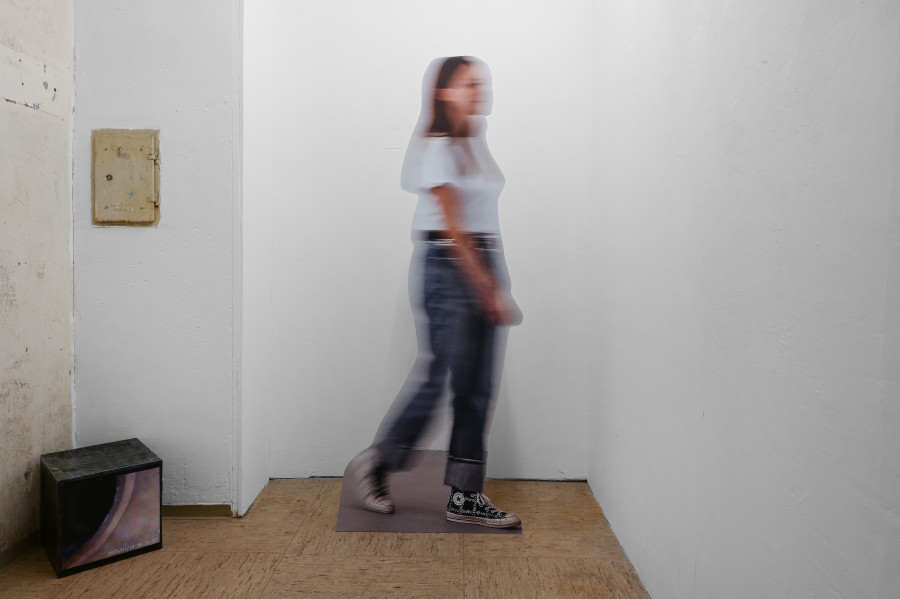 Jan Domicz, "Peoples" (installation view), 2024, dimensions variable, CAConrad, Jan Domicz, Gina Folly, Germaine Koh, Devin T. Mays, Sean Morel (organized by u), "Brain in a Pipe" at Kaiserwache, Freiburg im Breisgau, 2026. Images courtesy of the artists and Kaiserwache. Photo: Stefan Lux.