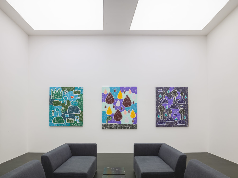 Installation View, Olaf Breuning: BIG DROPS at von Bartha, S-chanf, 27 March – 29 May 2021. Image courtesy the artist and von Bartha. Photo: Simon Schwyzer.