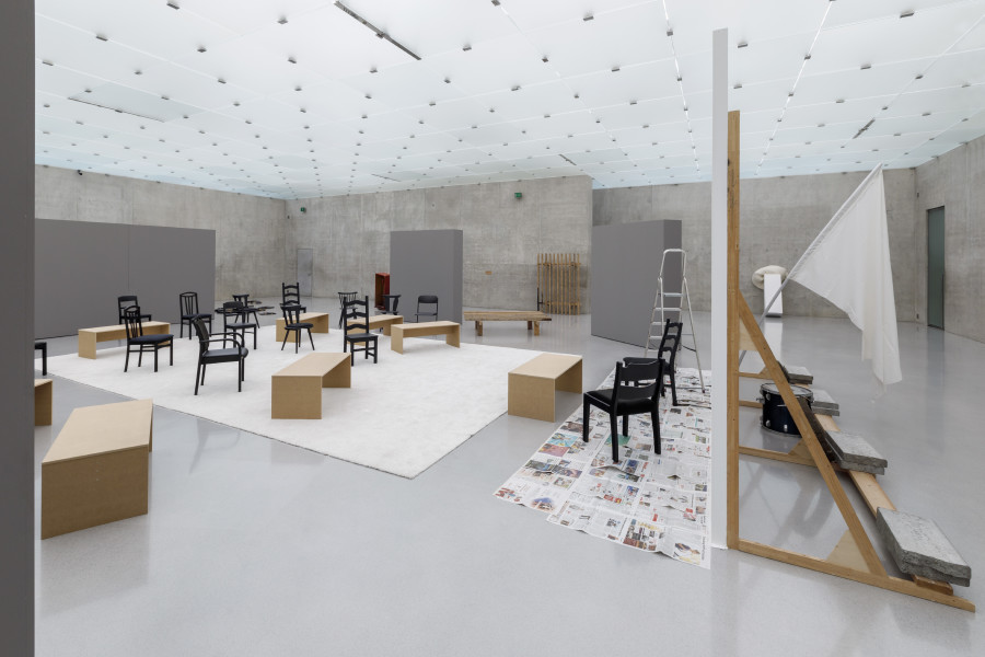 Valie Export, Oh Lord, Don't Let Them Drop That Atomic Bomb on Me, 2023, Installation view ground floor Kunsthaus Bregenz. Photo: Markus Tretter. Courtesy of the artist © Kunsthaus Bregenz, VALIE EXPORT / Bildrecht, Wien 2023