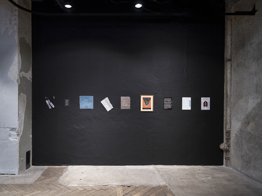 Exhibition view «Poetry for Revolutions», Cabaret Voltaire 2023, with manifestos by Ramaya Tegegne, Michèle Graf & Selina Grüter, RM, MigrArt/DACZ (Deniz Damla Uz & Niştiman Erdede), Ceylan Öztrük, Industria Indipendente, Ursula Biemann, Ivona Brđanović, Guerreiro do Divino Amor. Photo: Cedric Mussano.