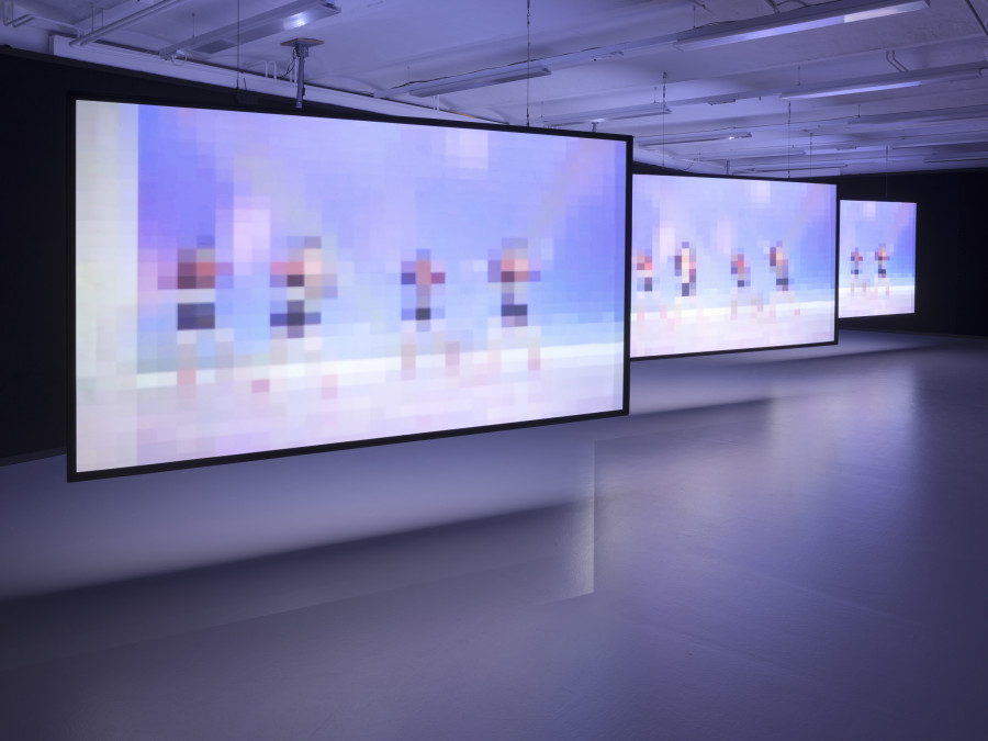 Hwayeon Nam, Throbbing Dance, 2017, three channel video 10’57’’, exhibition view at CAN Centre d’art Neuchâtel, 2025. Photography: Sebastian Verdon. Courtesy: All images courtesy of Hwayeon Nam and CAN Centre d’art Neuchâtel
