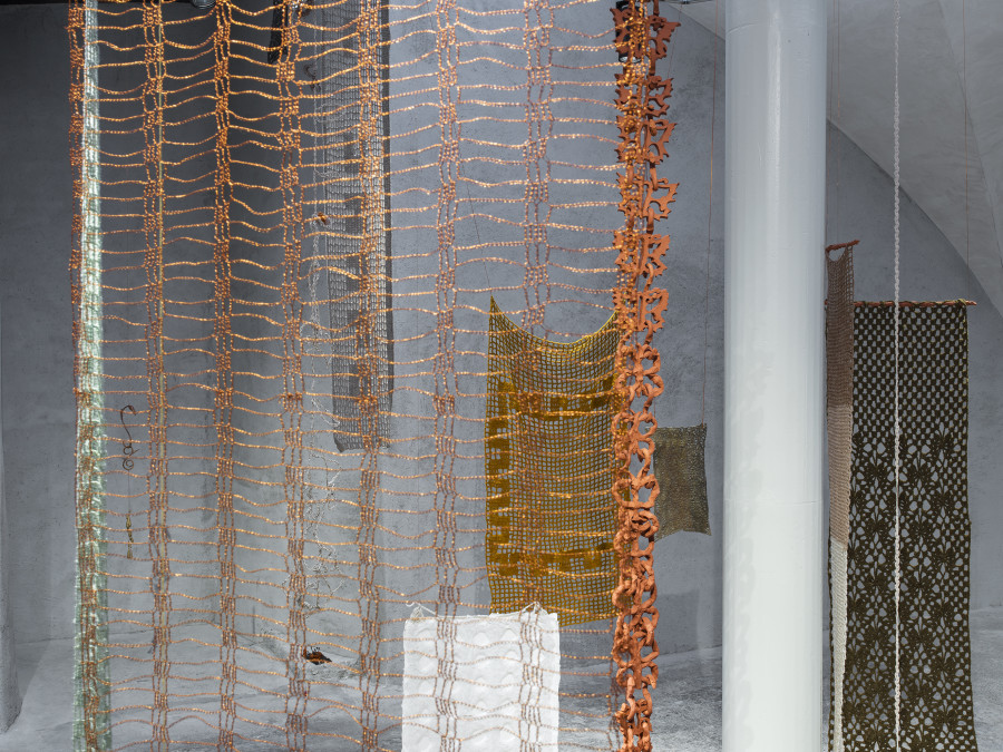 Exhibition view «nudos de tiempo» by ektor garcia, mixed media installation, Cabaret Voltaire 2022. Photo: Cedric Mussano. Courtesy: the artist