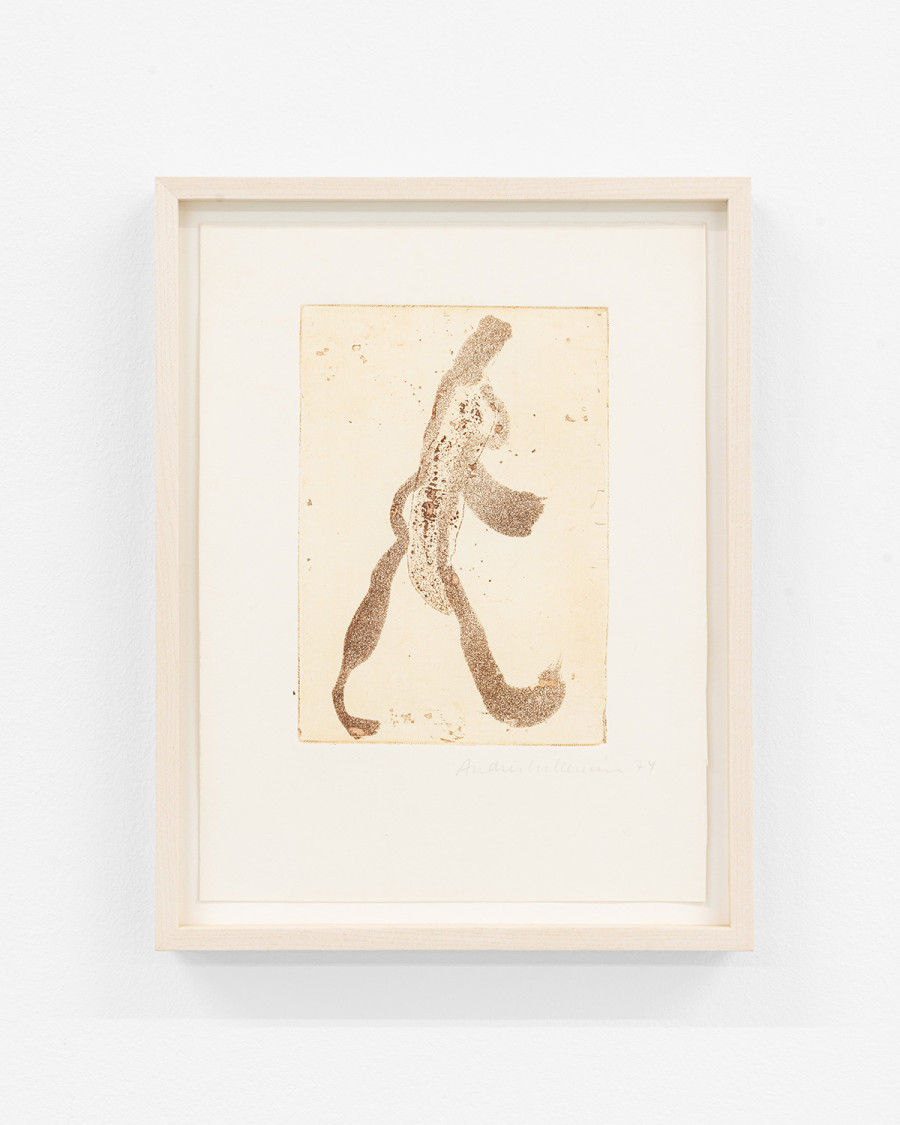 Exhibition’s view « Sur un fil », Andrée Cauderay Vuilleumier, untitled II, 1974, etching, artist’s proof, 20 x 25.5 cm, CALM – Centre d’Art La Meute, Lausanne, Switzerland, 2026 / Photo: Théo Dufloo / Courtesy of the artist.