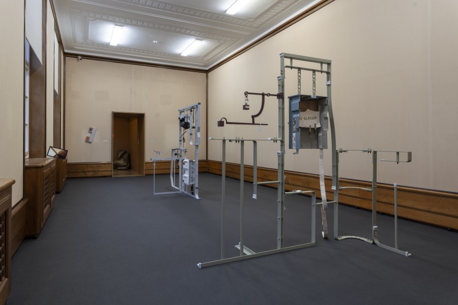 Exhibition view, Passing Through, The Collection as an Intermediate Stop: From Monica Bonvicini to Karin Sander, Kunst Museum Winterthur, 2025.
