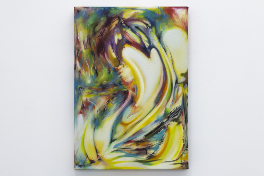 Héloïse Chassepot, Being a heartist (series The Naivities), Oil on canvas, 19 11/16 × 13 25/32 in, 50 × 35 cm, unique, 2025. KALI Gallery, Luzern, 2025. Credit photo: Liv Burkhard
