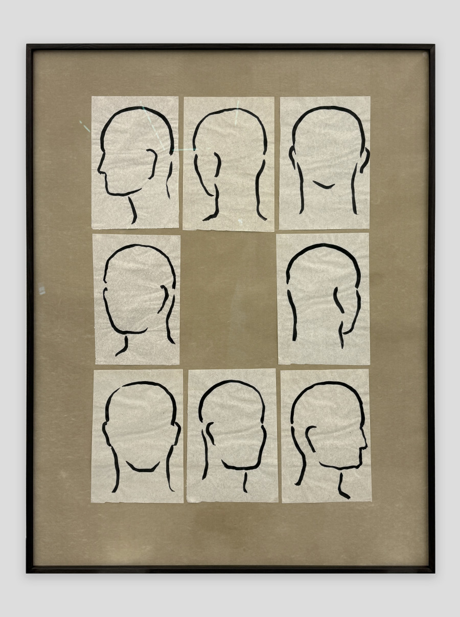 Markus Raetz, Bewogen beweging, 7.9.1983, 8 drawings: ink on tissue paper, mounted on paper, 116.5 x 90.5 x 3 cm. Photo: Cedric Mussano