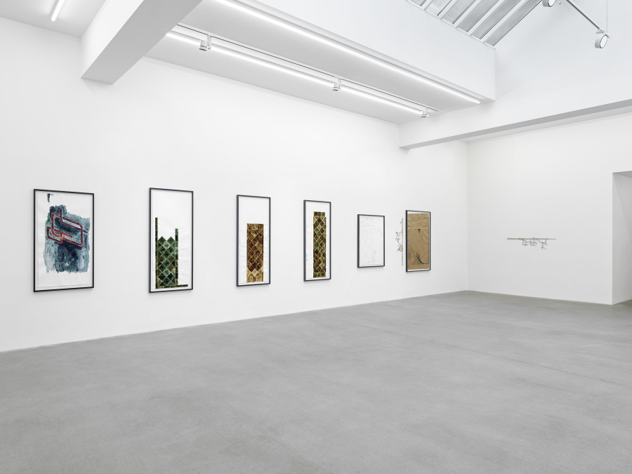 Installation view, Matias Faldbakken, Abstracts and Pewter Abstracts, Galerie Eva Presenhuber, Waldmannstrasse, Zurich, 2025. © Matias Faldbakken. Courtesy the artist and Galerie Eva Presenhuber, Zurich / Vienna. Photo: Stefan Altenburger Photography, Zürich