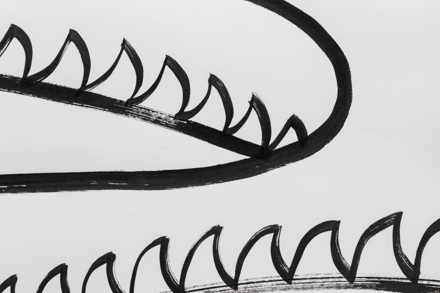 Sam Porritt, Lying in Weight (detail), 2019,Brush and Ink on Paper, 50 x 65 cm. Photo: Kilian Bannwart