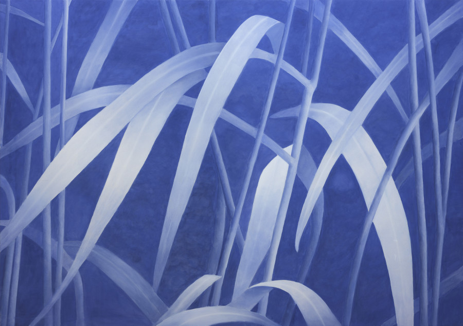 Franz Gertsch, Gräser VIII, 2019. Tempera on unprimed cotton, 240 x 340 cm. Collection of the artist © Franz Gertsch