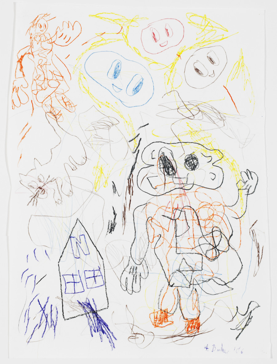 André Butzer, Untitled 2006, wax crayon on paper, 83,5x61,7cm. Image courtesy and copyright Livie Fine Art