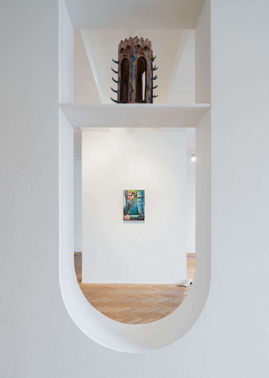 Installation shots of "Creatures & Masks", exhibited at Galerie Fabian Lang, Zurich, (29 February - 13 April 2024). Credit: Courtesy of the artists and Galerie Fabian Lang. Copyright: © Galerie Fabian Lang