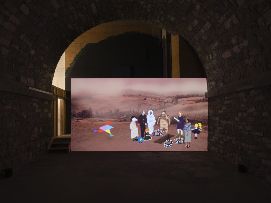 Installation view, RM, Two Actions Untied in a Frame, Tunnel Tunnel, 2025. Photo credit: Julien Gremaud