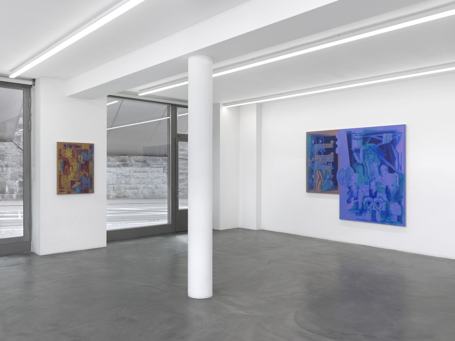 Exhibition view, Tom Waring, A Robot Never Made Me Laugh, Bernheim Gallery, 2023. Photo credit: Annik Wetter. Courtesy of the Artist and Galerie Maria Bernheim