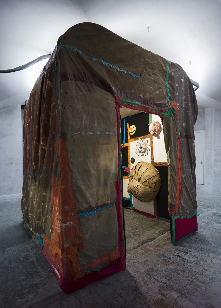 Exhibition view Monster Chetwynd «Profusion Protrusion», Cabaret Voltaire 2023; Monster Chetwynd, Il Tetto, 2017. Photo: Cedric Mussano.
