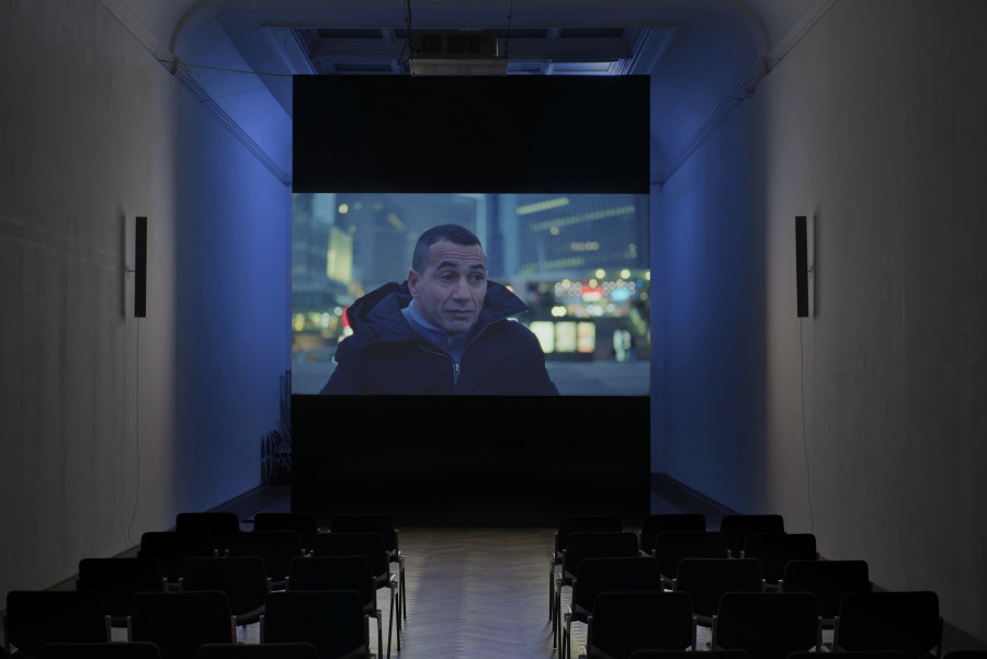 Valentin Noujaïm, La Défense Volume I – Pacific Club, 2022, installation view, in: Valentin Noujaïm, PANTHEON, Kunsthalle Basel, 2025, photo: Philipp Hänger / Kunsthalle Basel