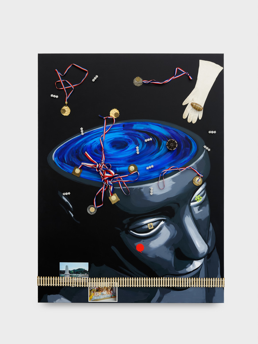 Angélique Heidler, Remember the time, 2026. Acrylic, ink, varnish and collage on canvas. 130 × 97 cm. Photo credit: Philipp Rupp