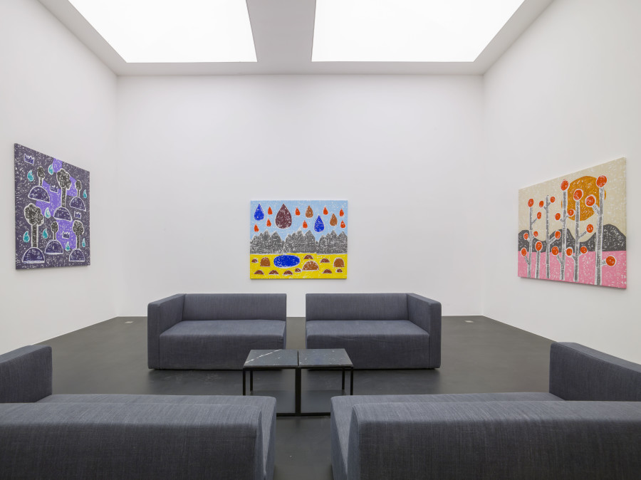Installation View, Olaf Breuning: BIG DROPS at von Bartha, S-chanf, 27 March – 29 May 2021. Image courtesy the artist and von Bartha. Photo: Simon Schwyzer.